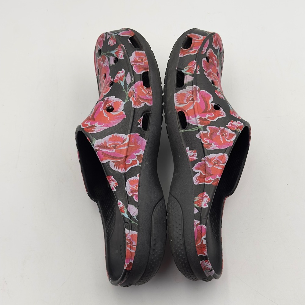 Crocs Freesail Clog Black Red Pink Rose Floral Print Slip On Shoes Womens 8 - Picture 6 of 10